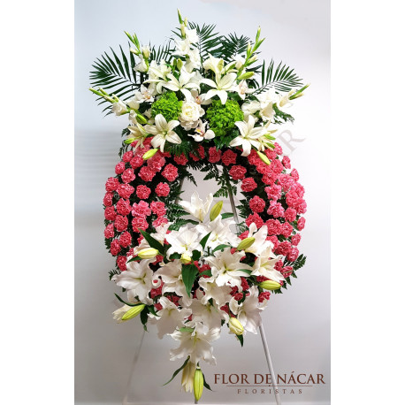 Corona de Flores Blanca y Rosa