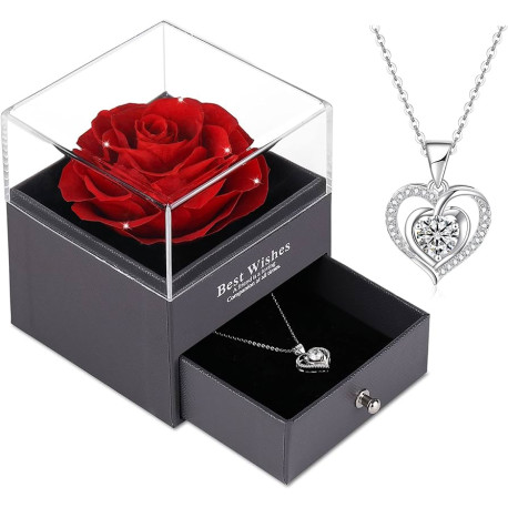 Joyero con Rosa Preservada Eterna